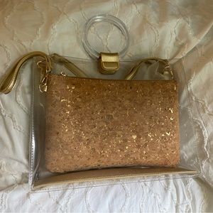 Clear Purse with Cork Clutch, New